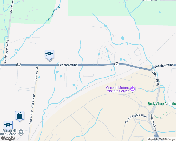 map of restaurants, bars, coffee shops, grocery stores, and more near 701 Beechcroft Road in Spring Hill