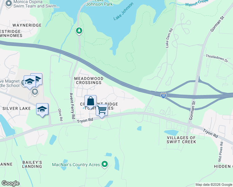 map of restaurants, bars, coffee shops, grocery stores, and more near 4531 Sugarbend Way in Raleigh