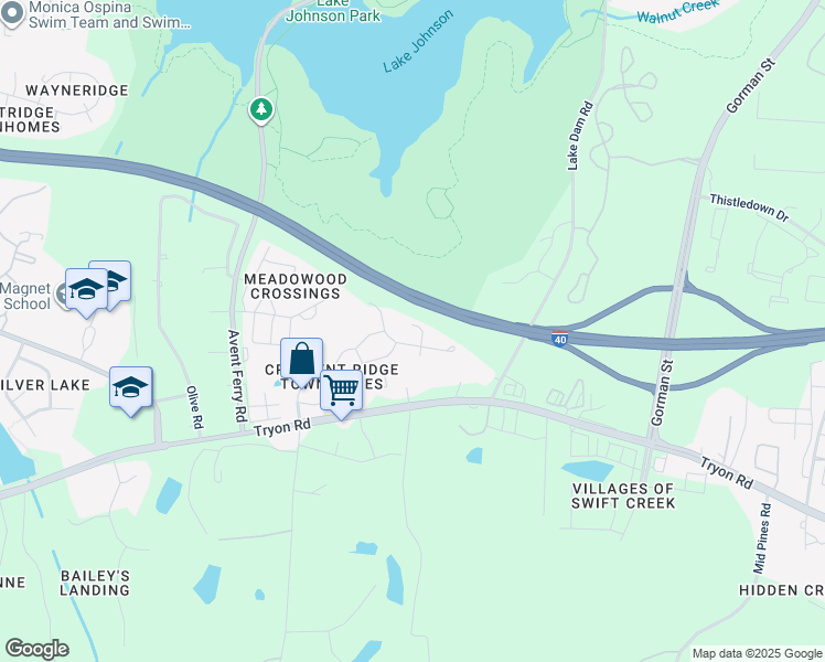 map of restaurants, bars, coffee shops, grocery stores, and more near 5202 Moonview Court in Raleigh