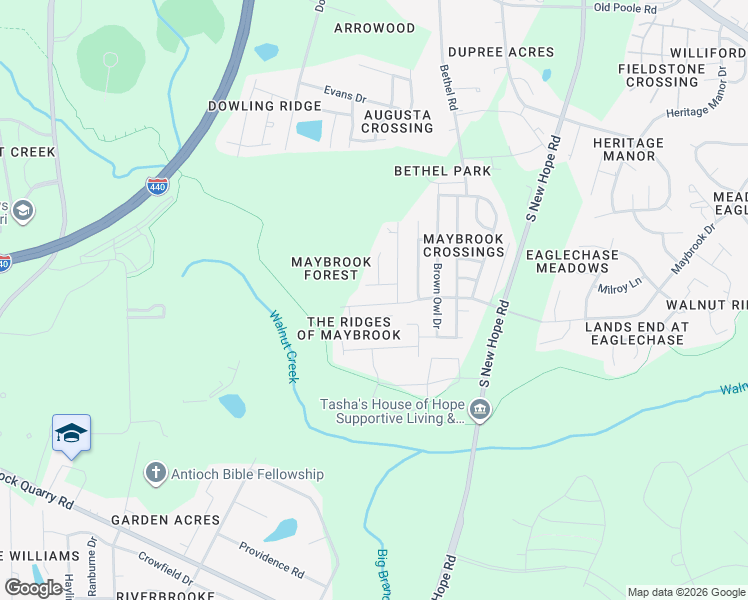 map of restaurants, bars, coffee shops, grocery stores, and more near 2709 Manthorp Terrace in Raleigh