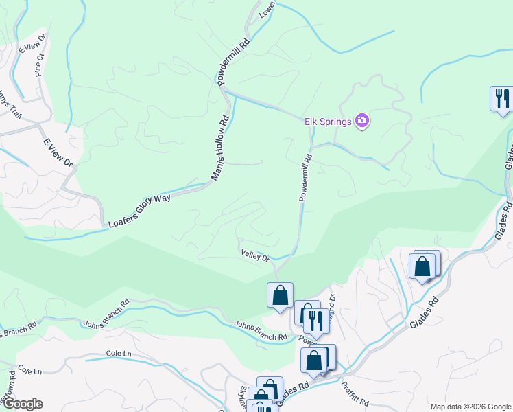 map of restaurants, bars, coffee shops, grocery stores, and more near 1080 Vista Drive in Gatlinburg