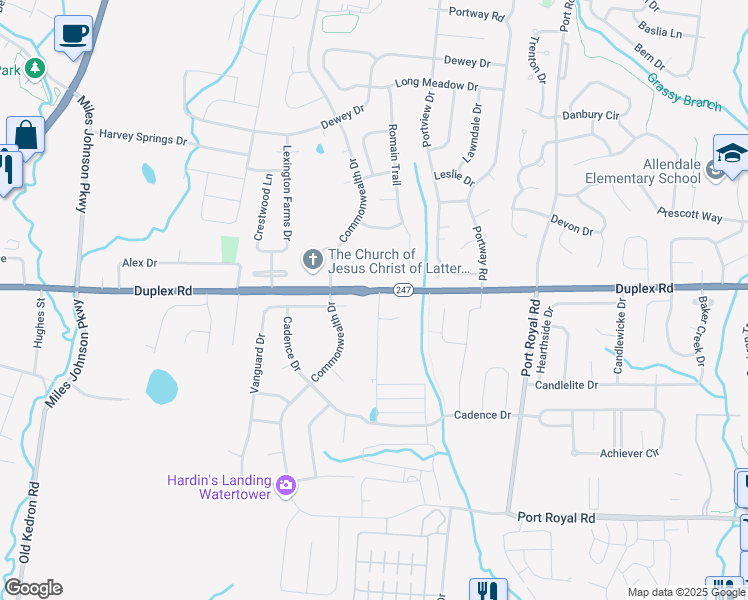 map of restaurants, bars, coffee shops, grocery stores, and more near 3072 Romain Trail in Spring Hill
