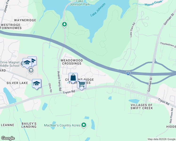 map of restaurants, bars, coffee shops, grocery stores, and more near 4531 Sugarbend Way in Raleigh