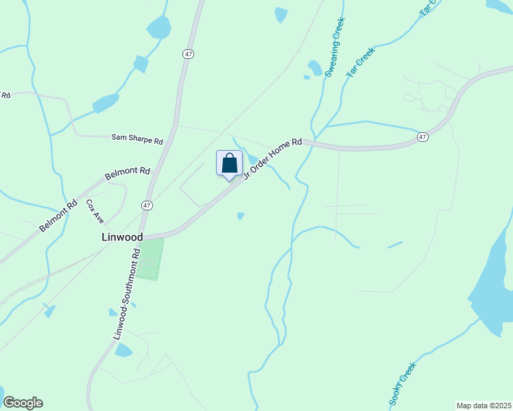 map of restaurants, bars, coffee shops, grocery stores, and more near Junior Order Home Road in Linwood