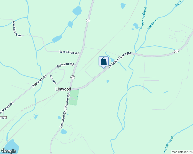 map of restaurants, bars, coffee shops, grocery stores, and more near Junior Order Home Road in Linwood
