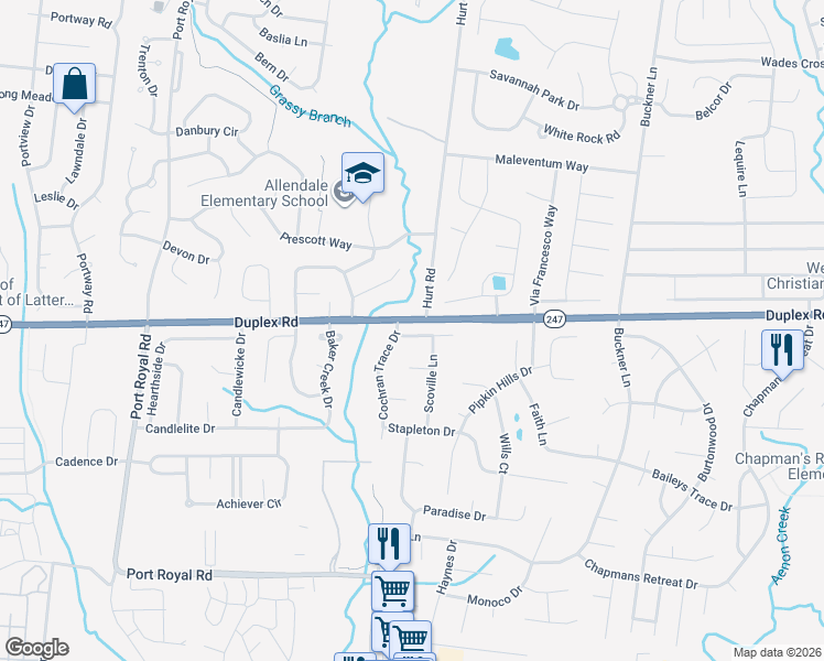map of restaurants, bars, coffee shops, grocery stores, and more near 2900 Torrence Trail in Spring Hill