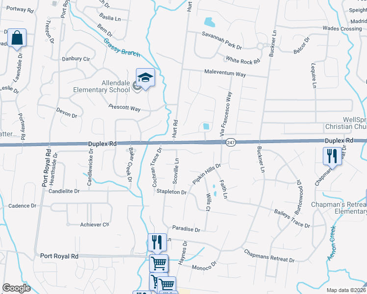 map of restaurants, bars, coffee shops, grocery stores, and more near 2924 Torrence Trail in Spring Hill