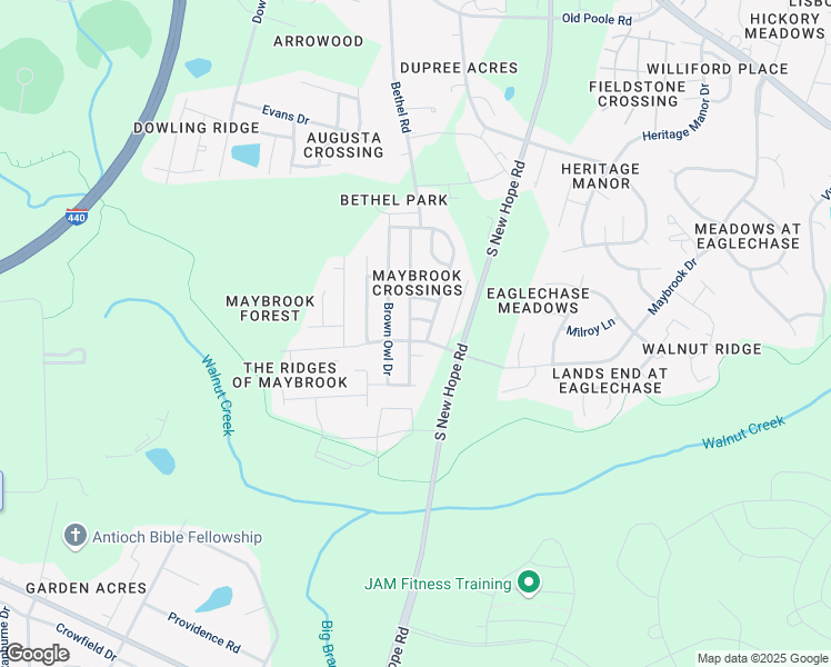 map of restaurants, bars, coffee shops, grocery stores, and more near 2540 Maybrook Crossing Drive in Raleigh