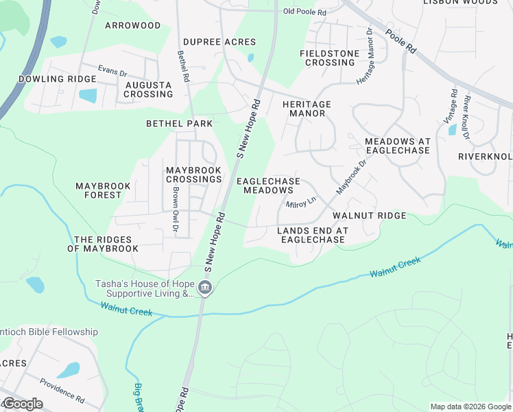 map of restaurants, bars, coffee shops, grocery stores, and more near 2102 Walnut Bluffs Lane in Raleigh