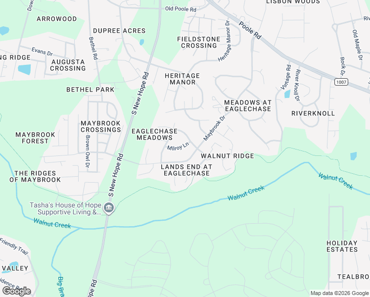 map of restaurants, bars, coffee shops, grocery stores, and more near 5424 Milroy Lane in Raleigh
