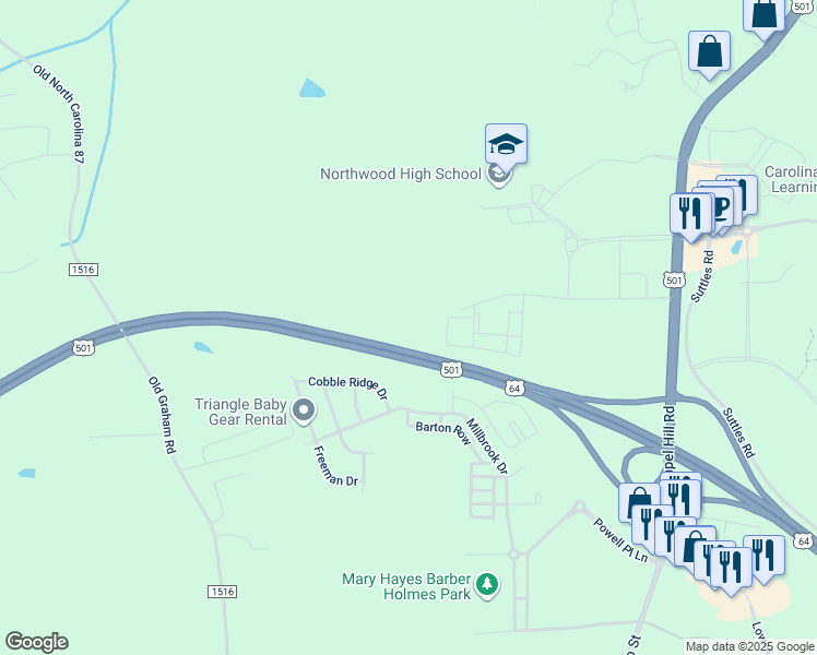 map of restaurants, bars, coffee shops, grocery stores, and more near in Fearrington