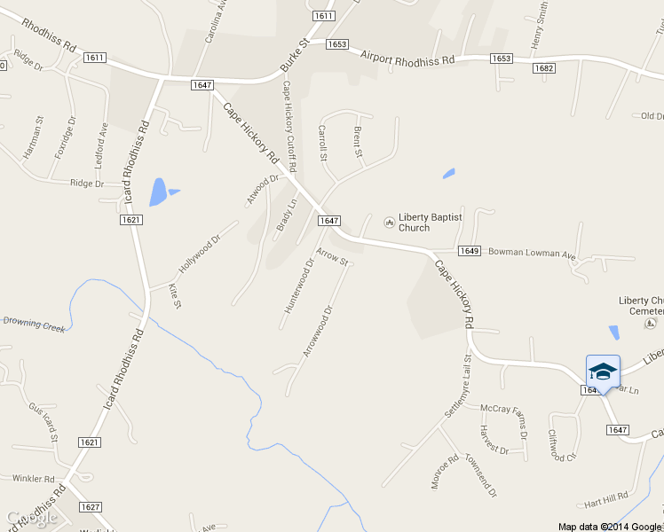 map of restaurants, bars, coffee shops, grocery stores, and more near 8806 Arrow St in Hickory