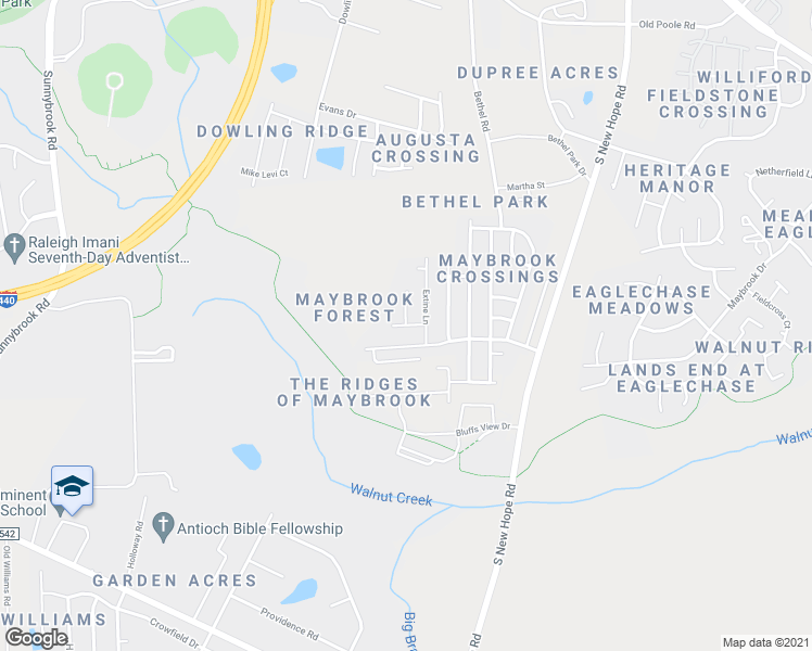 map of restaurants, bars, coffee shops, grocery stores, and more near Manthorp Terrace in Raleigh
