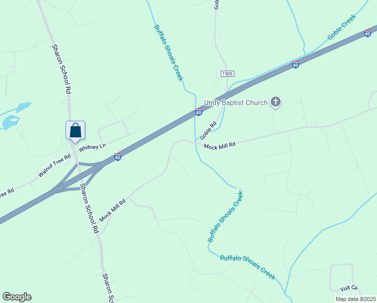 map of restaurants, bars, coffee shops, grocery stores, and more near Mock Mill Road in Statesville