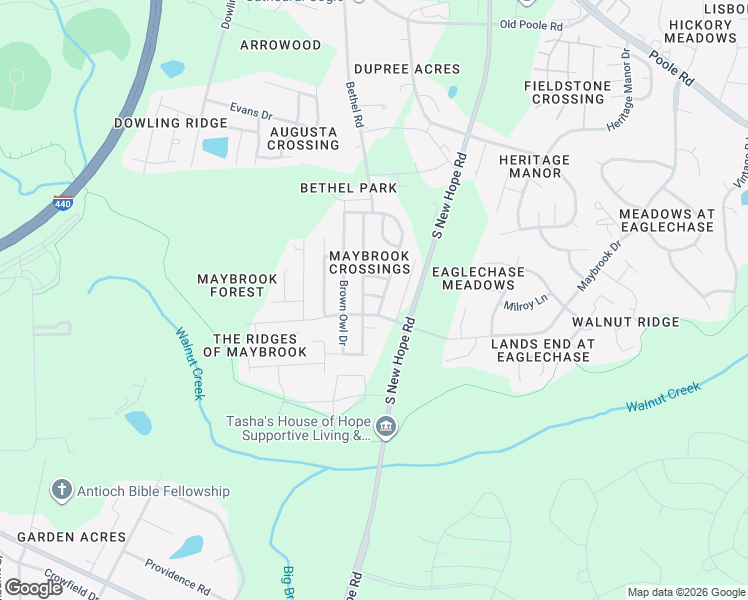 map of restaurants, bars, coffee shops, grocery stores, and more near 2540 Maybrook Crossing Drive in Raleigh