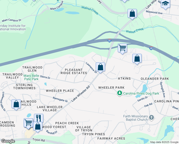 map of restaurants, bars, coffee shops, grocery stores, and more near 2109 Saturn Street in Raleigh