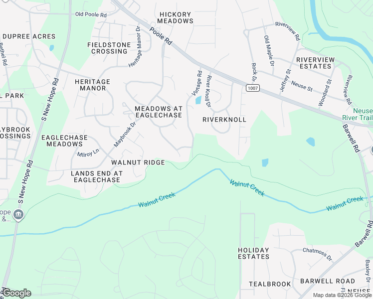 map of restaurants, bars, coffee shops, grocery stores, and more near 1909 Teabrook Court in Raleigh