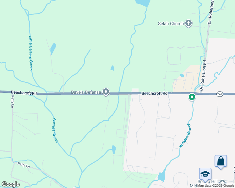 map of restaurants, bars, coffee shops, grocery stores, and more near 983 Beechcroft Road in Spring Hill