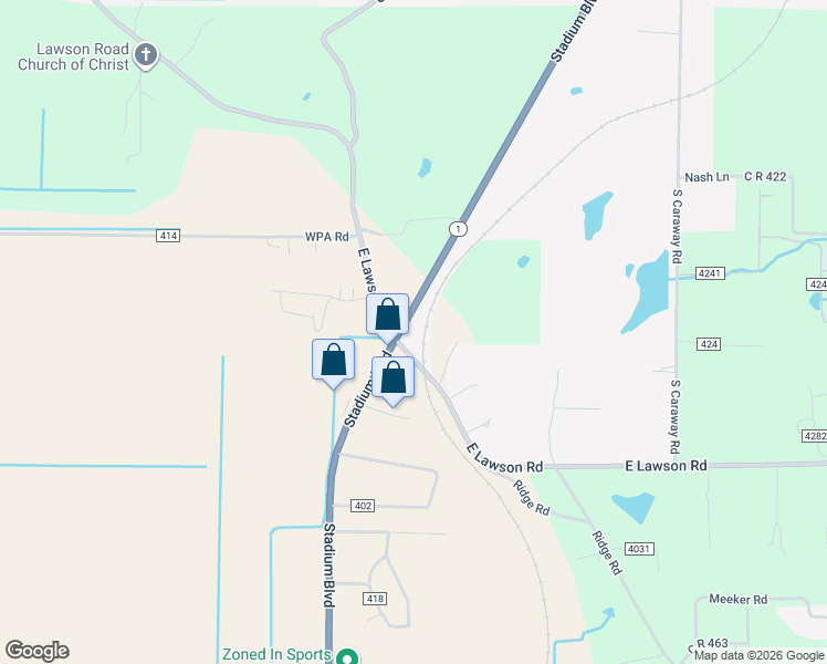 map of restaurants, bars, coffee shops, grocery stores, and more near in Craighead County