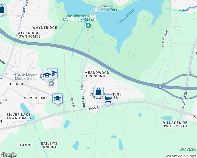 map of restaurants, bars, coffee shops, grocery stores, and more near 4522 Mistiflower Drive in Raleigh