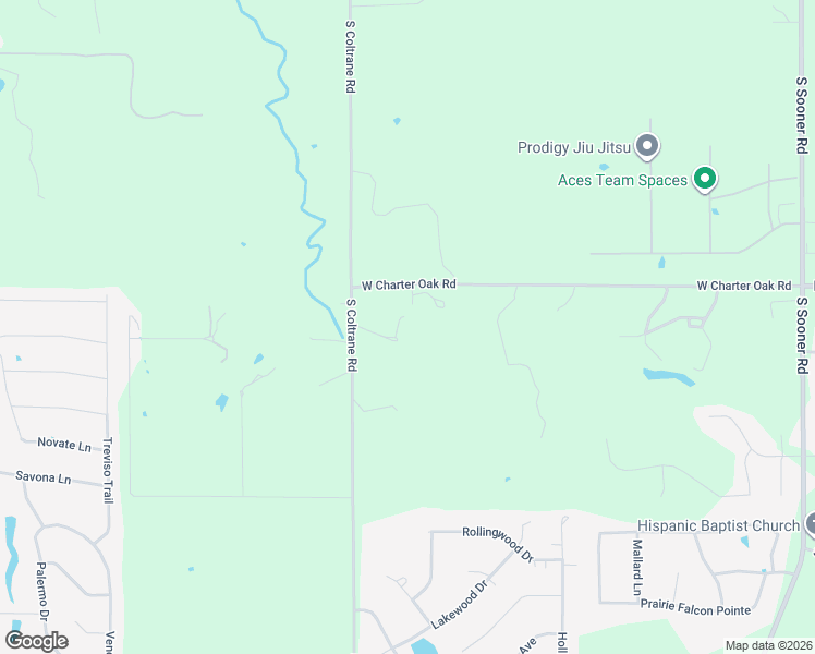 map of restaurants, bars, coffee shops, grocery stores, and more near 1301 West Charter Oak Road in Edmond