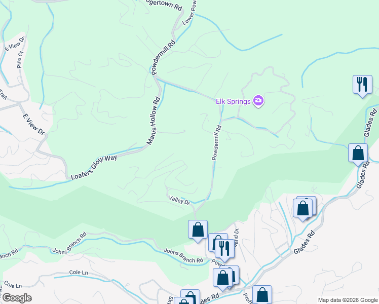 map of restaurants, bars, coffee shops, grocery stores, and more near 1080 Vista Drive in Gatlinburg