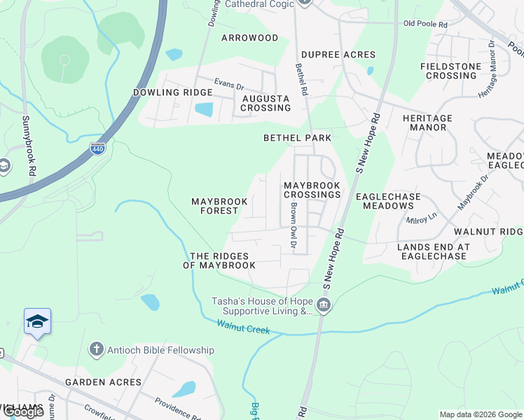 map of restaurants, bars, coffee shops, grocery stores, and more near 2709 Manthorp Terrace in Raleigh