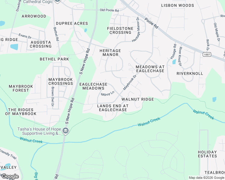 map of restaurants, bars, coffee shops, grocery stores, and more near 5424 Milroy Lane in Raleigh
