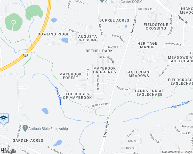 map of restaurants, bars, coffee shops, grocery stores, and more near 1636 Brown Owl Drive in Raleigh