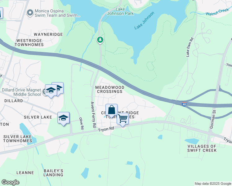 map of restaurants, bars, coffee shops, grocery stores, and more near 4502 Mistiflower Drive in Raleigh