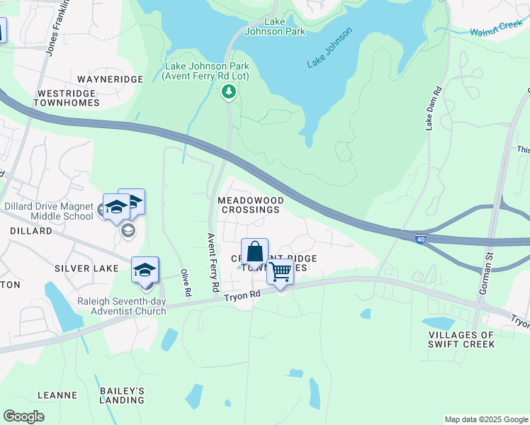 map of restaurants, bars, coffee shops, grocery stores, and more near 4502 Mistiflower Drive in Raleigh