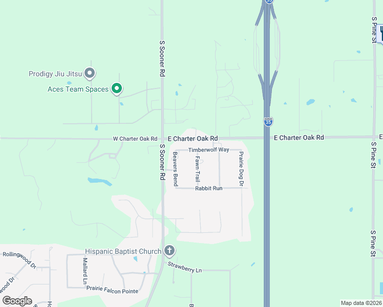 map of restaurants, bars, coffee shops, grocery stores, and more near 4427 Timberwolf Way in Edmond