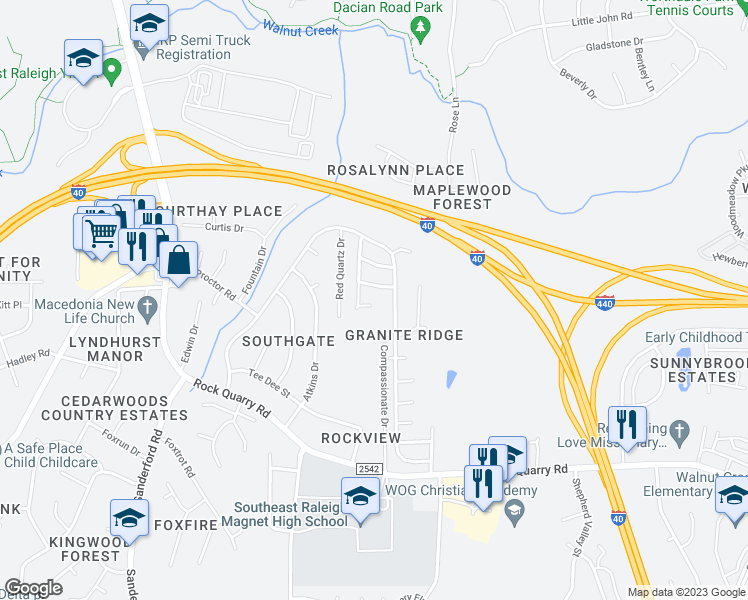 map of restaurants, bars, coffee shops, grocery stores, and more near 2613 Alabaster Court in Raleigh