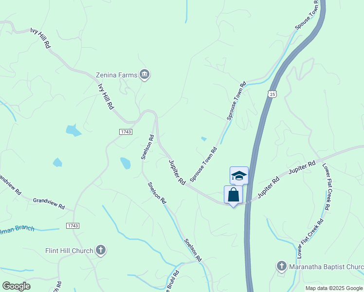 map of restaurants, bars, coffee shops, grocery stores, and more near 44 Sprouse Town Road in Weaverville