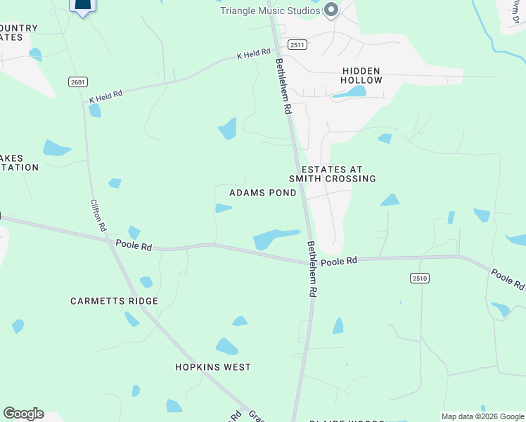 map of restaurants, bars, coffee shops, grocery stores, and more near 8323 Poole Road in Knightdale