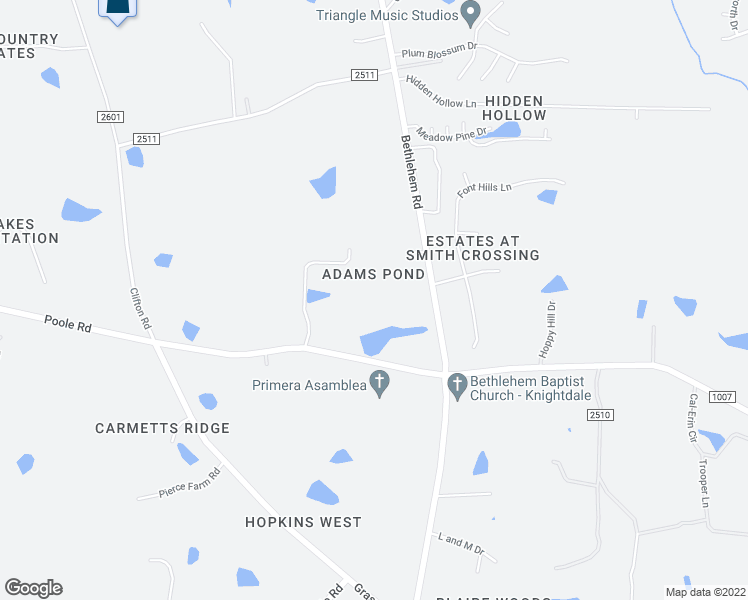 map of restaurants, bars, coffee shops, grocery stores, and more near 8323 Poole Road in Knightdale