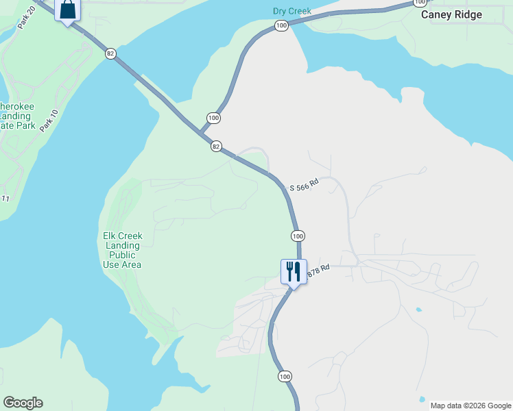 map of restaurants, bars, coffee shops, grocery stores, and more near 23051-23099 West 867 Road in Park Hill