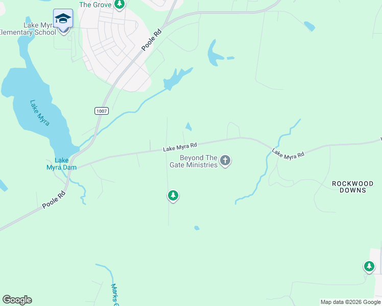 map of restaurants, bars, coffee shops, grocery stores, and more near 6828 Lake Myra Road in Wendell