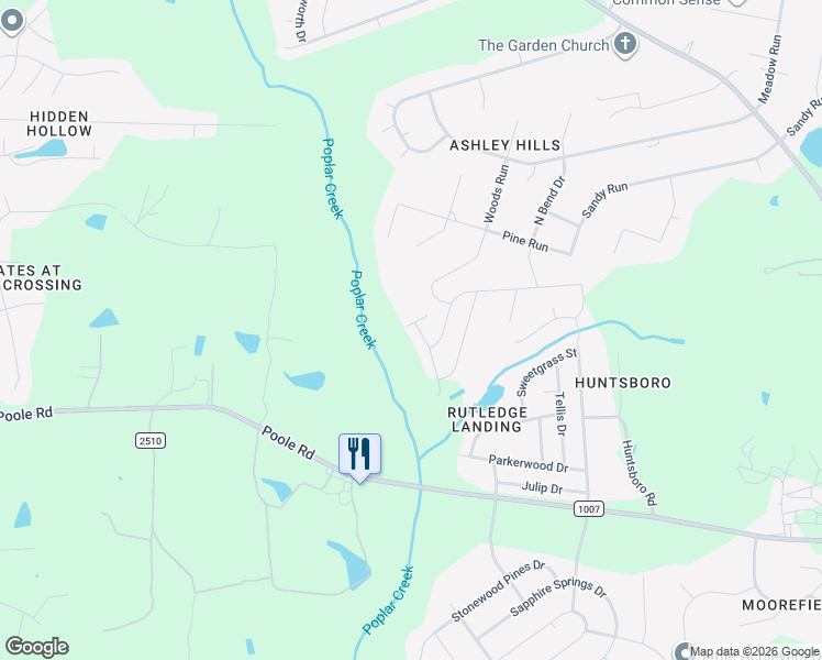 map of restaurants, bars, coffee shops, grocery stores, and more near 320 Woods Run in Knightdale