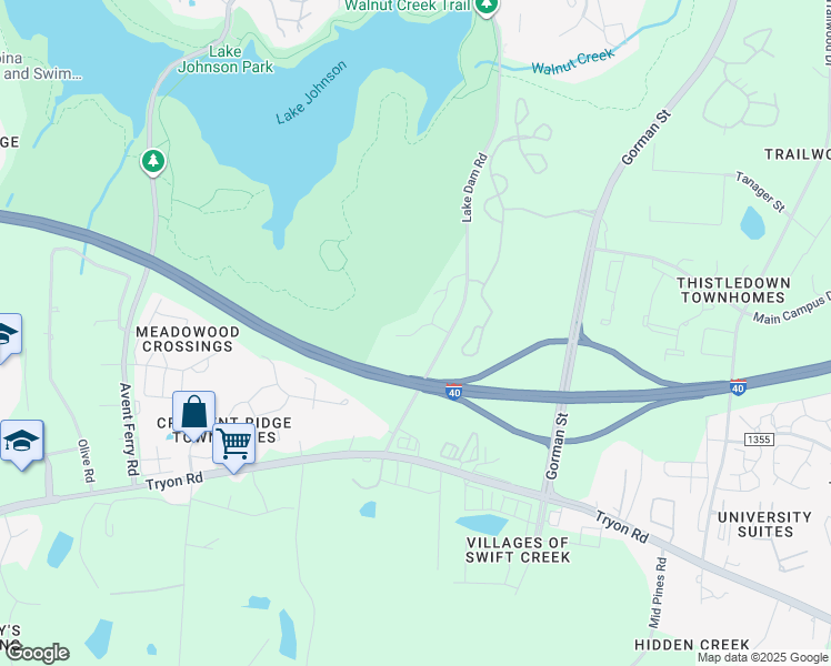 map of restaurants, bars, coffee shops, grocery stores, and more near 1830 Avent Ridge Road in Raleigh