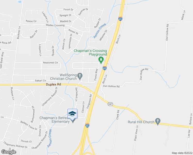 map of restaurants, bars, coffee shops, grocery stores, and more near 2026 Fiona Way in Spring Hill