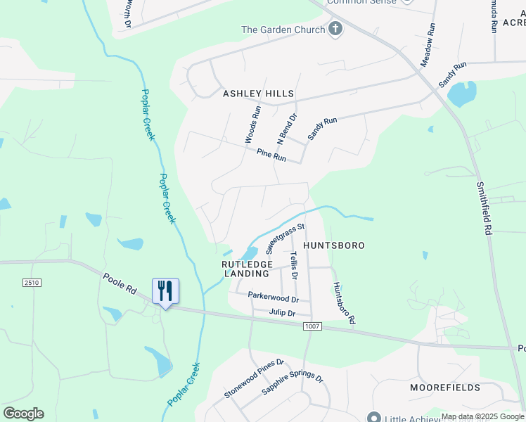 map of restaurants, bars, coffee shops, grocery stores, and more near 933 Peninsula Place in Knightdale