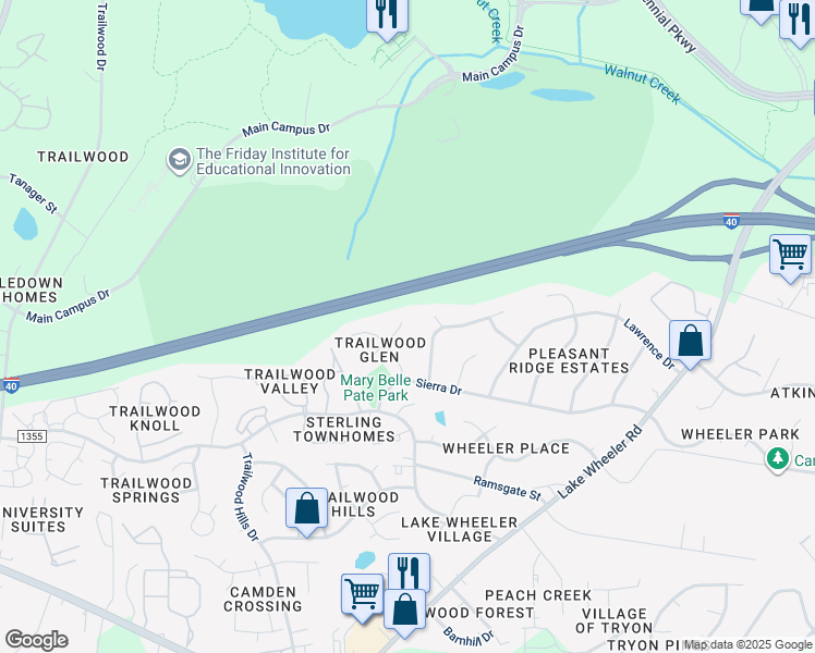 map of restaurants, bars, coffee shops, grocery stores, and more near 2209 Hoot Owl Court in Raleigh