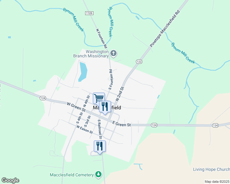 map of restaurants, bars, coffee shops, grocery stores, and more near 103 East Nash Street in Macclesfield