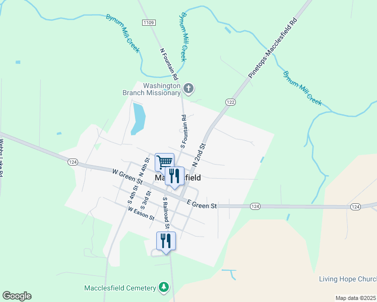 map of restaurants, bars, coffee shops, grocery stores, and more near 103 East Nash Street in Macclesfield