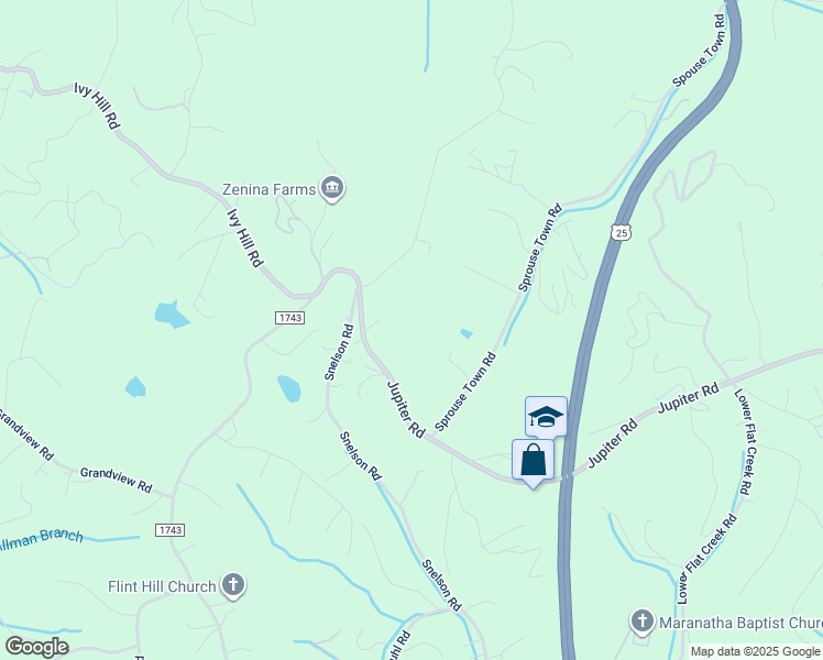 map of restaurants, bars, coffee shops, grocery stores, and more near 44 Sprouse Town Road in Weaverville