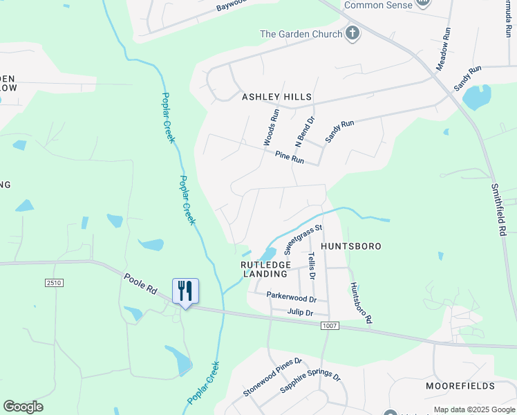 map of restaurants, bars, coffee shops, grocery stores, and more near 5260 Calhoun Place in Knightdale