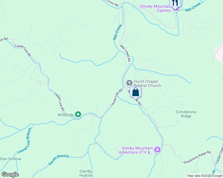 map of restaurants, bars, coffee shops, grocery stores, and more near 909 Laurel Lick Road in Pigeon Forge