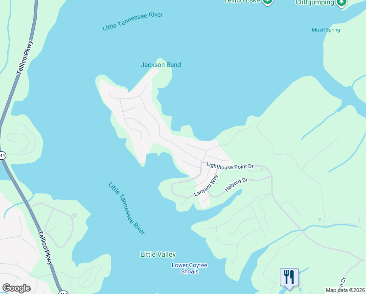 map of restaurants, bars, coffee shops, grocery stores, and more near 625 Cypress Pointe Drive in Lenoir City