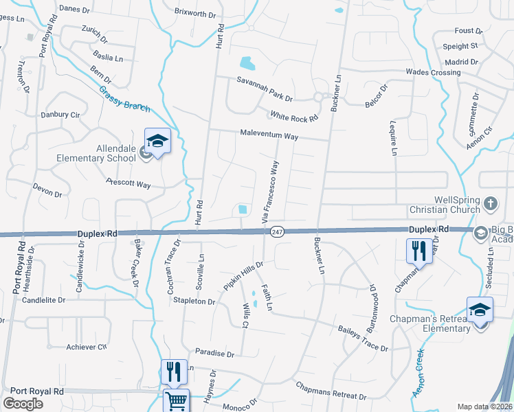 map of restaurants, bars, coffee shops, grocery stores, and more near 3145 Appian Way in Spring Hill